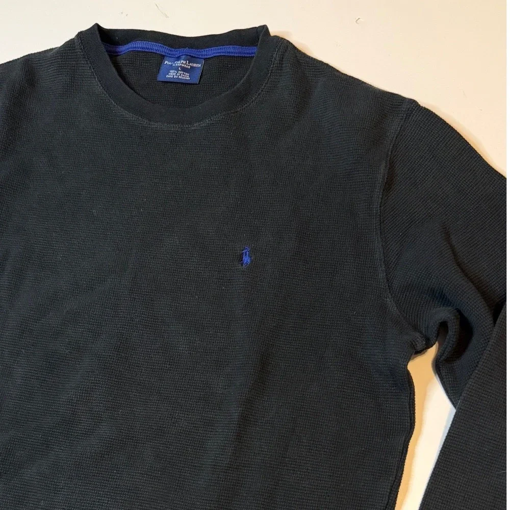 Polo Ralph Lauren Waffle Knit Thermal Shirt Size LG Y2K Cotton L/S